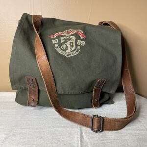 Tripple Five Soul Vintage Crossbody Army Green Canvas Leather Messenger Bag